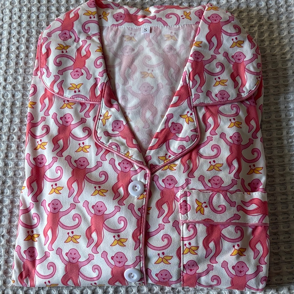 Pink Monkey Print Pajamas size S